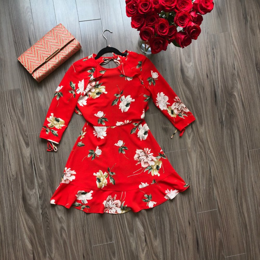 TOPSHOP Ruffle Floral Tea Dress - Picture 2 of 8